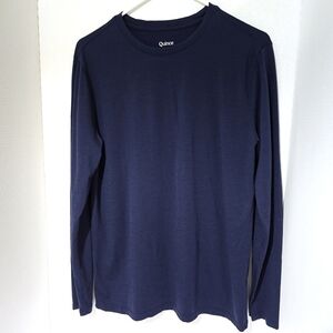 Quince Men's Navy Long Sleeve Shirt Merino Wool Size Small